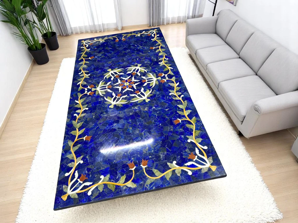 Made-To-Order Lapis Lazuli Blue Marble Dining Table Top